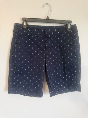 J. Crew Women's Navy Blue Nautical Anchor Print Chino Shorts size 2